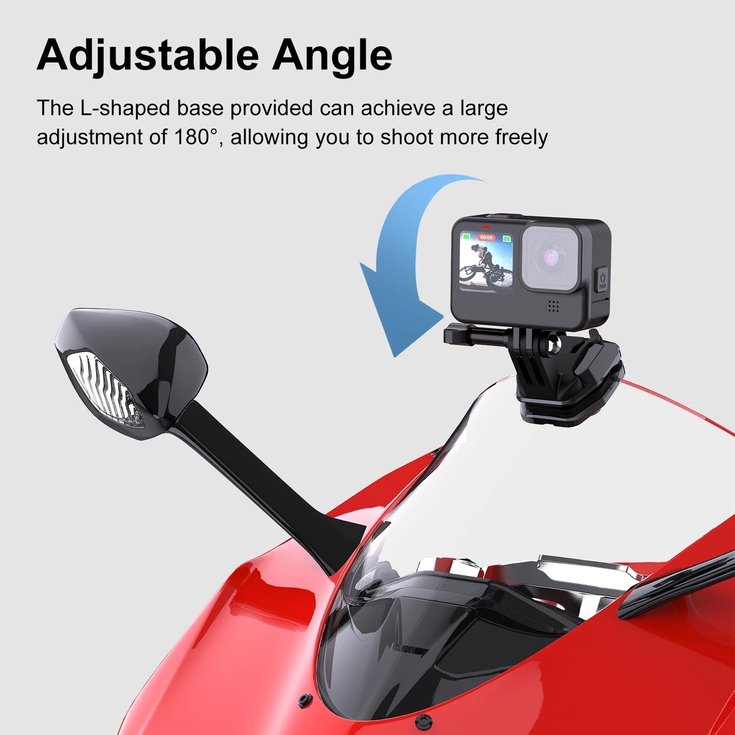 PULUZ Motorcycle Windshield Action Camera Mount Clip for GoPro Hero12 Black/DJI Osmo Action 4/ Insta360 X4/Ace Pro Action Camera