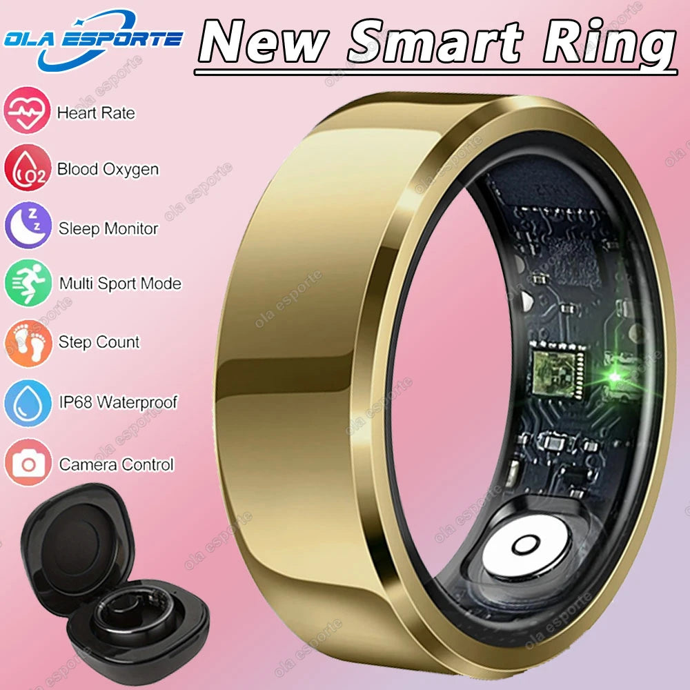 Smart Ring Men Women, Blood Pressure, Heart Rate and Blood Oxygen Monitor Smartring IP68&5ATM Waterproof, Multi-sport Mode Rings