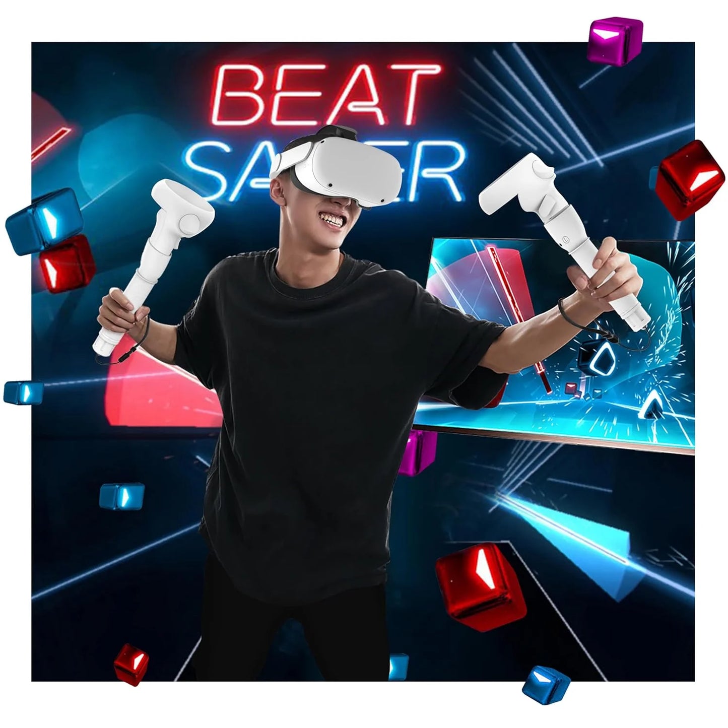 Controller Extensions VR Gorilla Long Arms Grips for Meta Quest 2/3/3S Saber Golf Club Baseball, Enhance VR Game Experience 