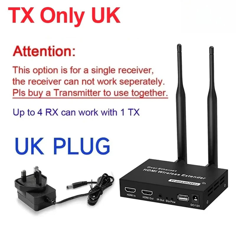 200M 1080P HDMI-Compatible Wireless Extender 5.8G HD Transmission Projector Video Extension for PC Laptop TV Projector Monitor