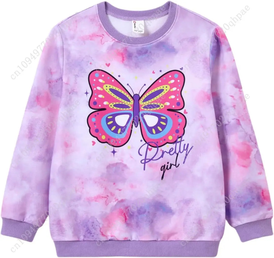 PATPAT Girls Sweatshirts Size 5-14 Years Graphic Pullover Long Sleeve Crewneck Shirt Cute Cartoon Casual Clothes for Girls
