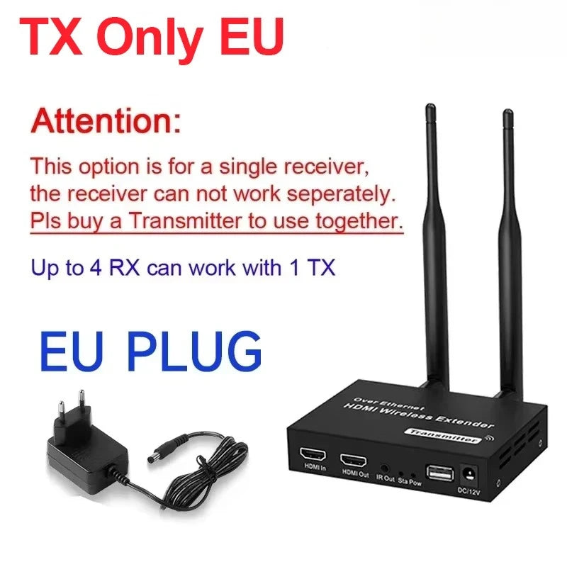 200M 1080P HDMI-Compatible Wireless Extender 5.8G HD Transmission Projector Video Extension for PC Laptop TV Projector Monitor