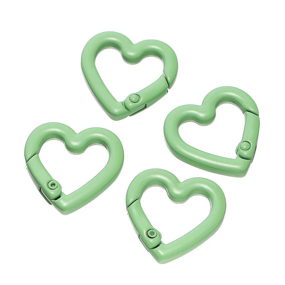 5pcs/lot Heart Spring Clasp Openable Love Shaped Carabiner Keychain Clips Hook Dog Chain DIY Jewelry Buckles Connector