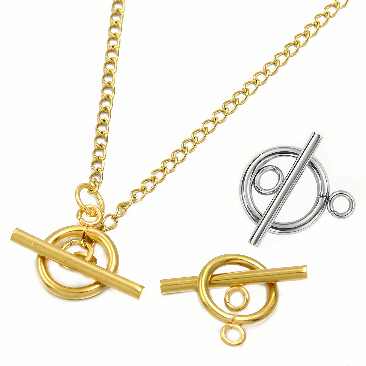 4 Sets Stainless Steel OT Clasp Toggle Clasps 18k Gold for Necklaces Connectors Bracelets Hooks DIY Jewelry Making Accessories