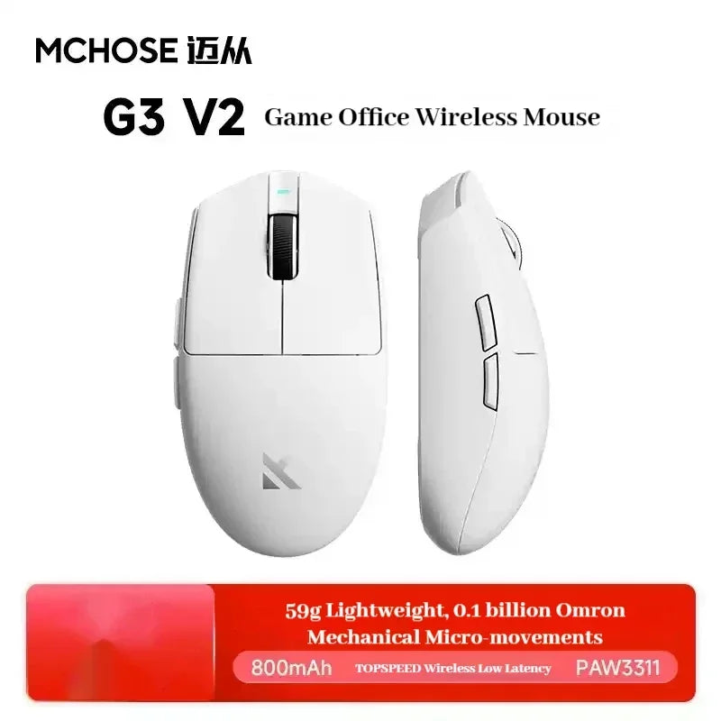 MCHOSE G3 V2 Gaming Mouse Tri-mode Wireless Paw3311 Sensor Lightweight Ergonomics Esports Wireless Mouse Pc Gamer Accessories