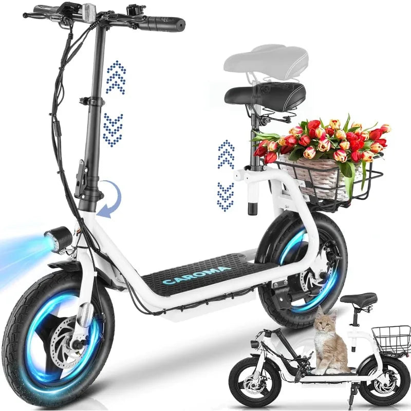 Peak 500W/800W/1200W Electric Scooter Adults, 30Miles Long Range, 14" Tire, 20MPH Top Speed, Adjustable Electric Scooter