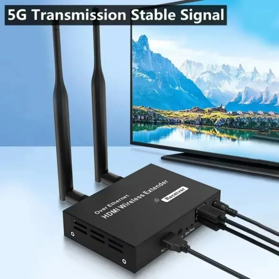 200M 1080P HDMI-Compatible Wireless Extender 5.8G HD Transmission Projector Video Extension for PC Laptop TV Projector Monitor