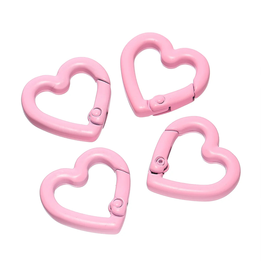 5pcs/lot Heart Spring Clasp Openable Love Shaped Carabiner Keychain Clips Hook Dog Chain DIY Jewelry Buckles Connector