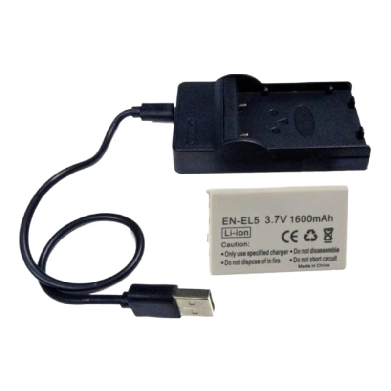 New EN-EL5 ENEL5 3.7V 1600mAh Replacement Camera Battery with charger for Nikon Coolpix P500 P5000 P5100 P6000 3700 4200 P530