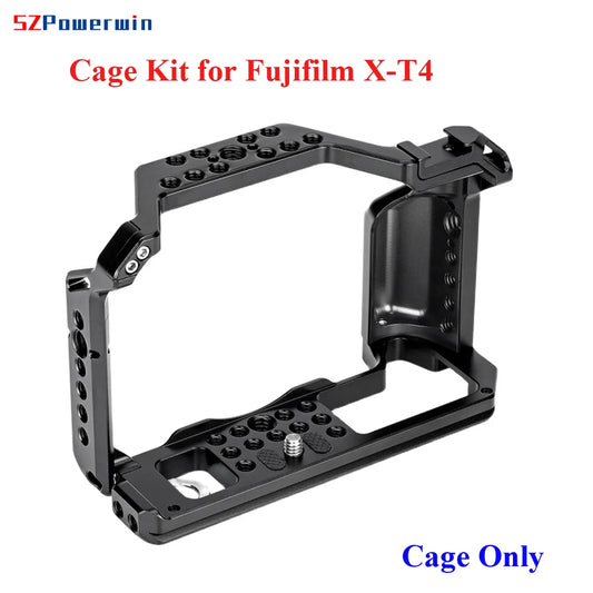 Powerwin For Fujifilm X-T4 XT4 Camera Cage Rig Kit with wooden Handle Aluminum Alloy Multifunctional Arri Locating Screw