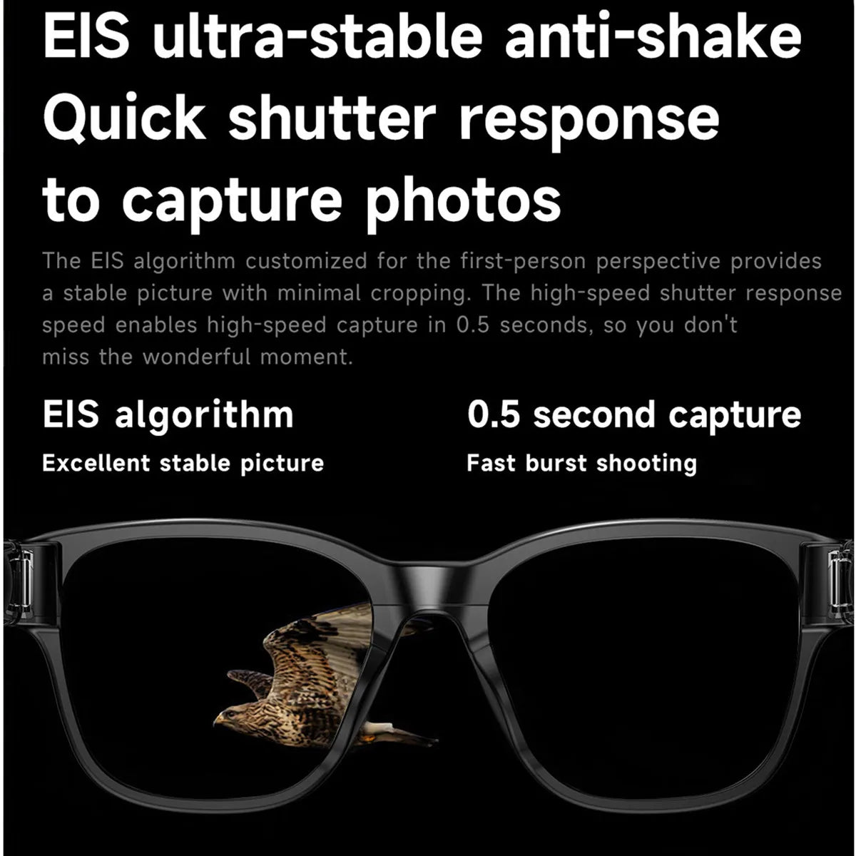 Smart Glasses Video Camera 800W HD Shooting WIFI Transmission Bluetooth Call AI Image Recognition Smart Translation Glasses