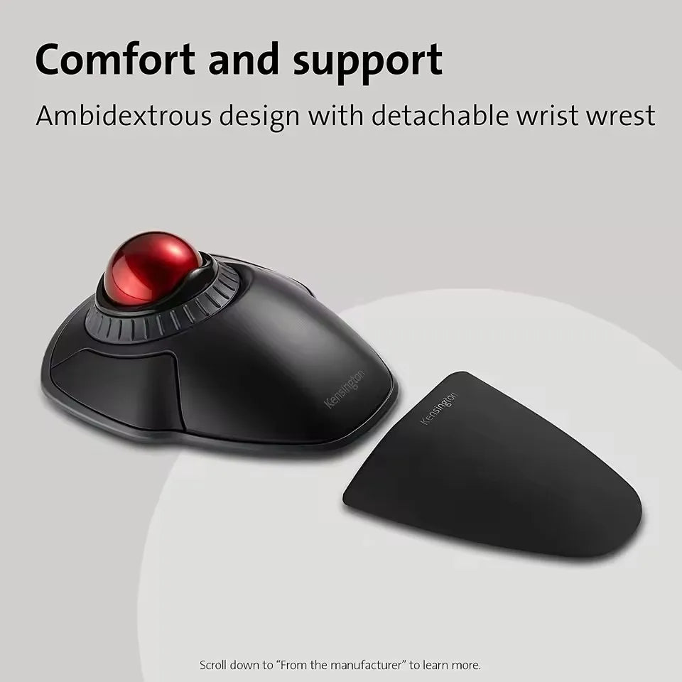 Kensington Orbit 2.4G Wireless Trackball with Scroll Ring K70992 128bit AES Encryption Rollerball Gaming Mouse for PC/Laptop