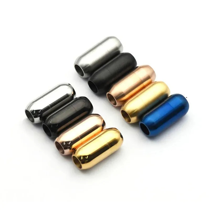 5Pcs/Lot Stainless Steel Magnetic Clasps End Hole 5mm 6mm 8mm for Leather Cord Buckle Bracelet DIY Connectors Jewelry Making