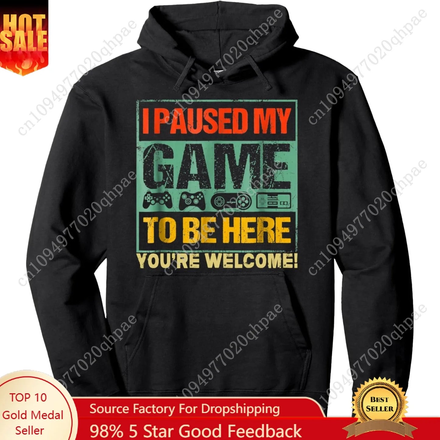 I Paused My Game To Be Here Funny Gamers Men Boys Teens Gift Pullover Hoodie