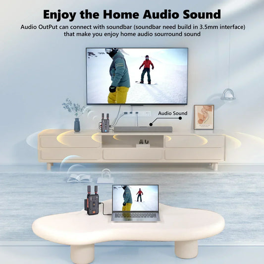 400m 5G 4K Wireless Video Transmitter Receiver HDMI Extender Dual Display Adapter Support Battery Wedding Camera Live Streaming