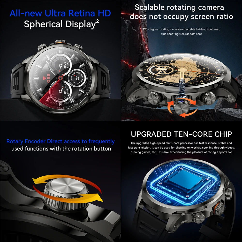 5G/4G Full Netcom Smart Watches 680*680 AMOLED 8GB+128GB RAM 1880mah Battery 900W Camera GPS WIFI Google APP Download Smartwatch