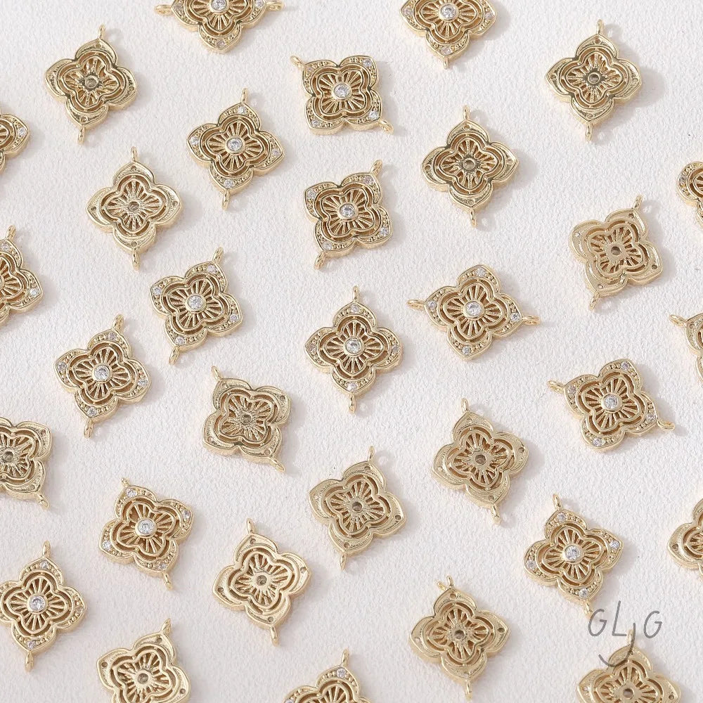 6PCS Bracelet Necklace Making for Jewelry Findings Components DIY Handmade  14K Gold Plated Brass Accessories