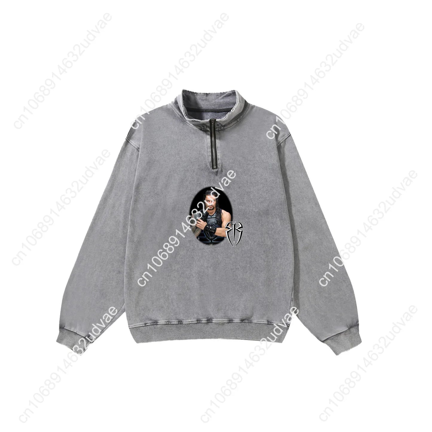 Roman Reigns Retro Sweatshirt Man Woman Teenager Vintage Pullover Half Zipper Sweat Shirt Photo Custom Made Tops Sleeved Tshirt