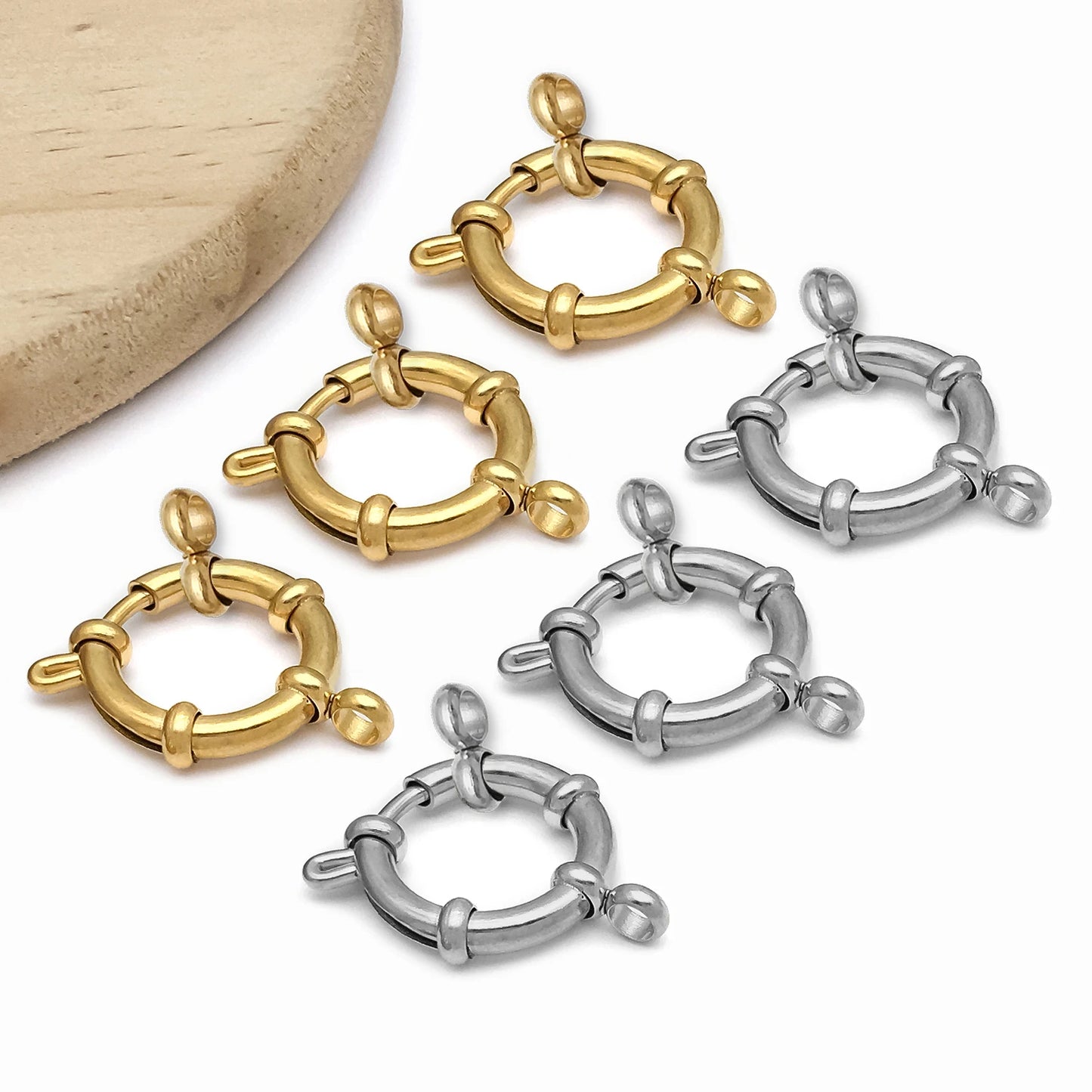 2pcs Stainless Steel Round Claw Spring Hook Clasp Lobster Clasp Connectors for DIY Bracelet Necklace Jewelry Making Accessories