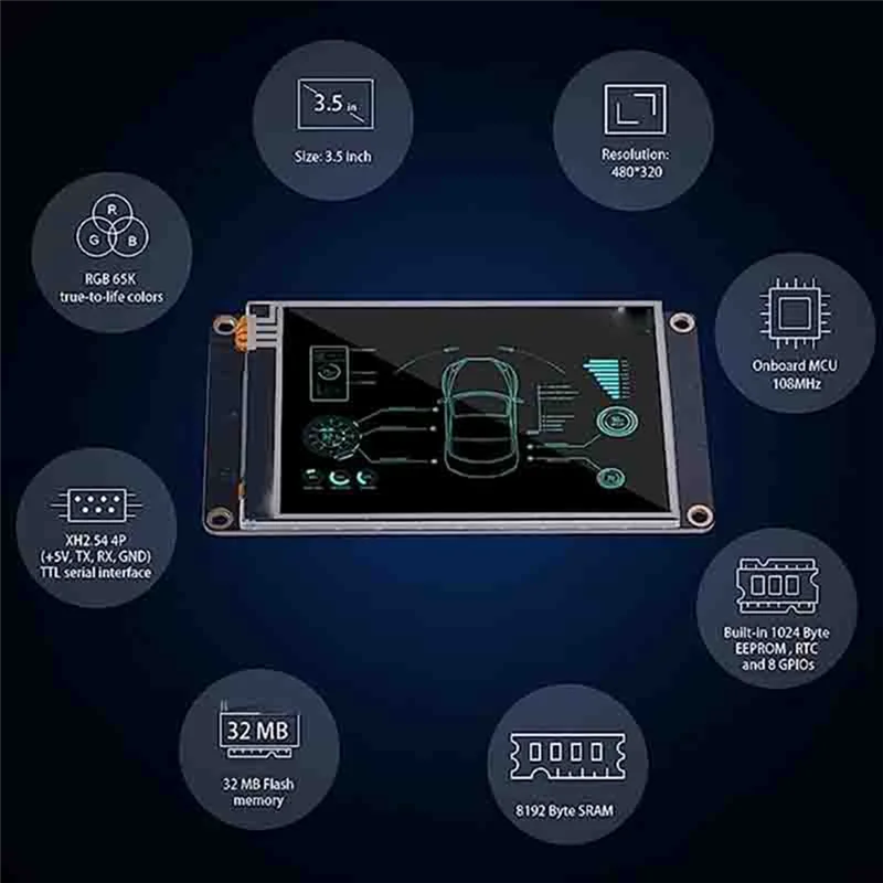 T35C  HMI LCD Touch Display NX4832K035 3.5-Inch Resistive Display Enhanced Series UASRT TFT LCD Module