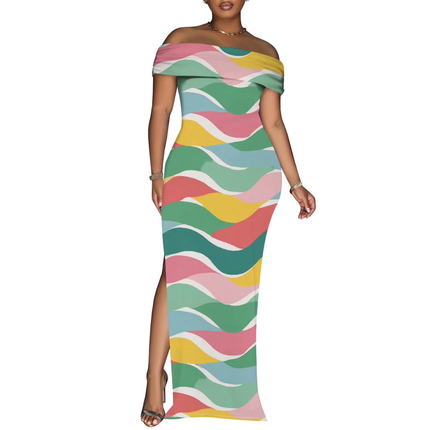 Women's Maxi Dresses Short Sleeve Floral Solid Summer Beach Dress Casual Loose   Side Split Long Dress with Pockets