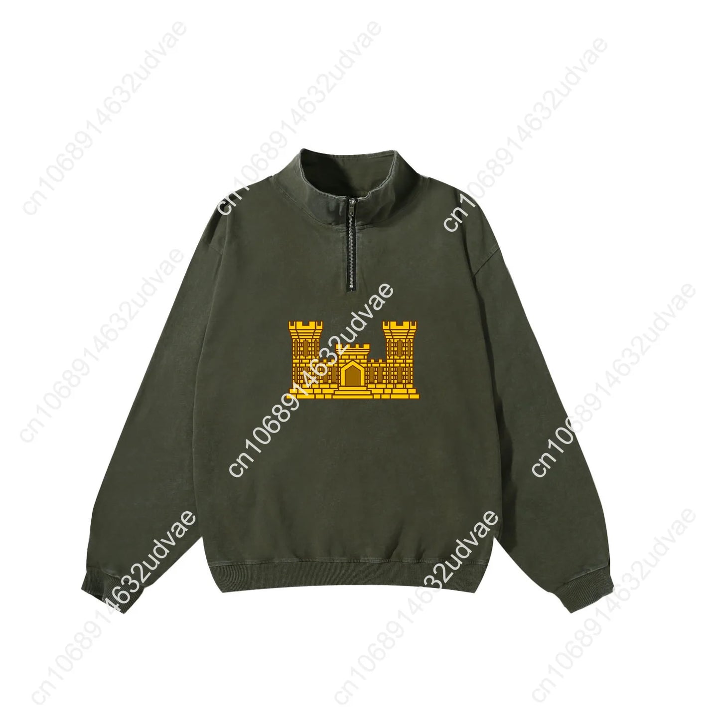 US Army Engineer Branch EN Retro Sweatshirt Man Woman Teenager Vintage Pullover Half Sweat Custom Made Tops Sleeved Tshirt