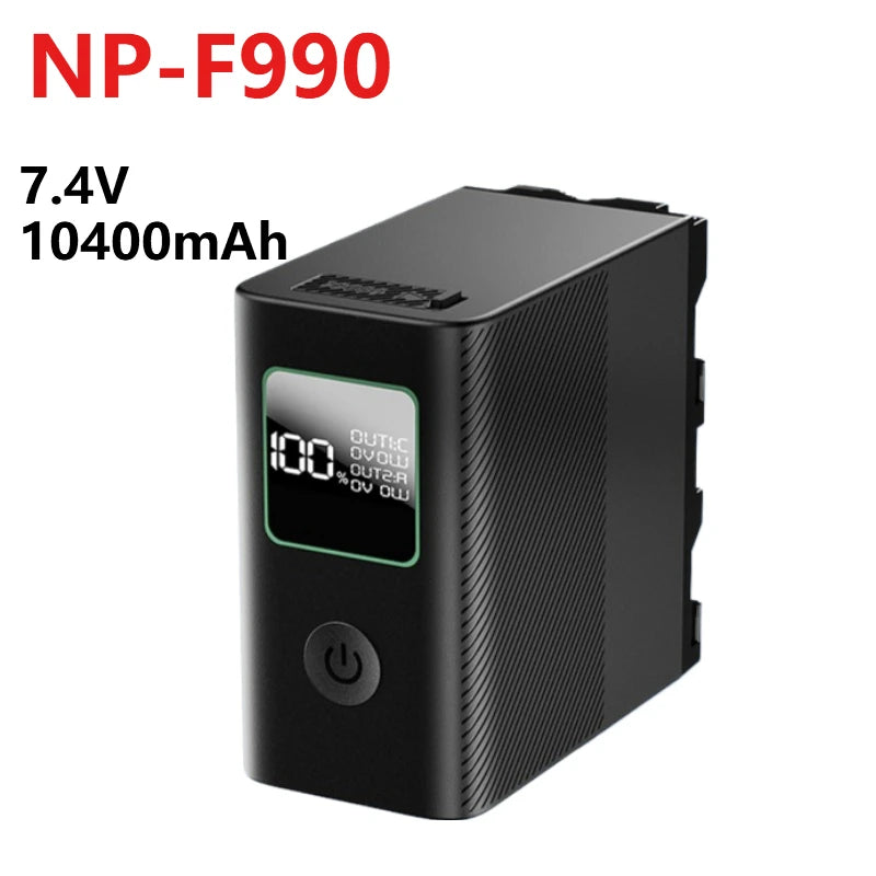 Replacement Camera Battery NP-F980 NP-F970 NP-F990 7.4V 7800mAh~10400mAh USB-C Port for Sony MVC-FD91 MC1500C PLM-100 CCD-TRV35