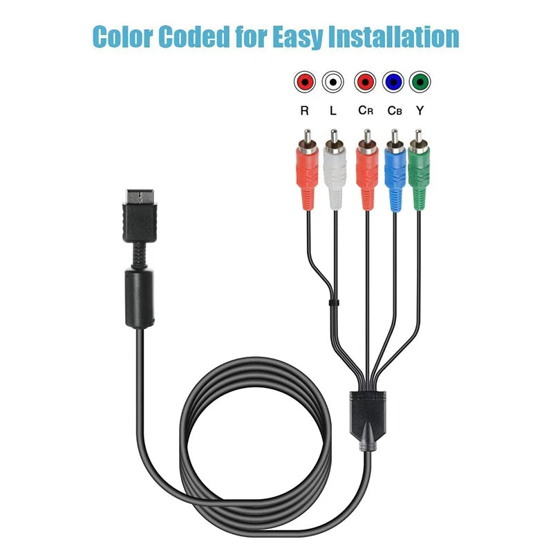 T35C Ypbpr for PS2// Slim HDTV-Ready TV HD Component AV Cable 5-Wire 6FT Black