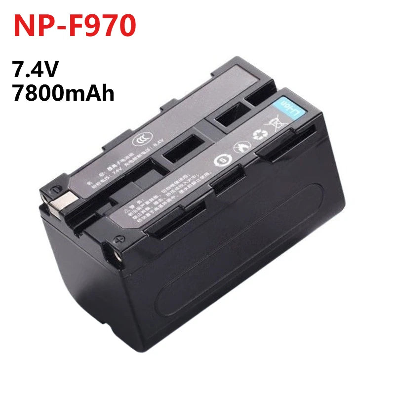 Replacement Camera Battery NP-F980 NP-F970 NP-F990 7.4V 7800mAh~10400mAh USB-C Port for Sony MVC-FD91 MC1500C PLM-100 CCD-TRV35