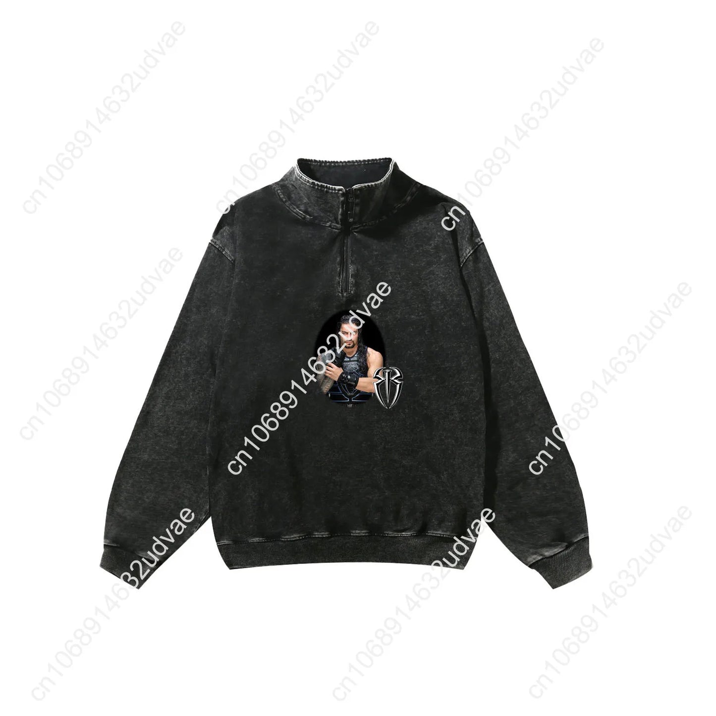 Roman Reigns Retro Sweatshirt Man Woman Teenager Vintage Pullover Half Zipper Sweat Shirt Photo Custom Made Tops Sleeved Tshirt