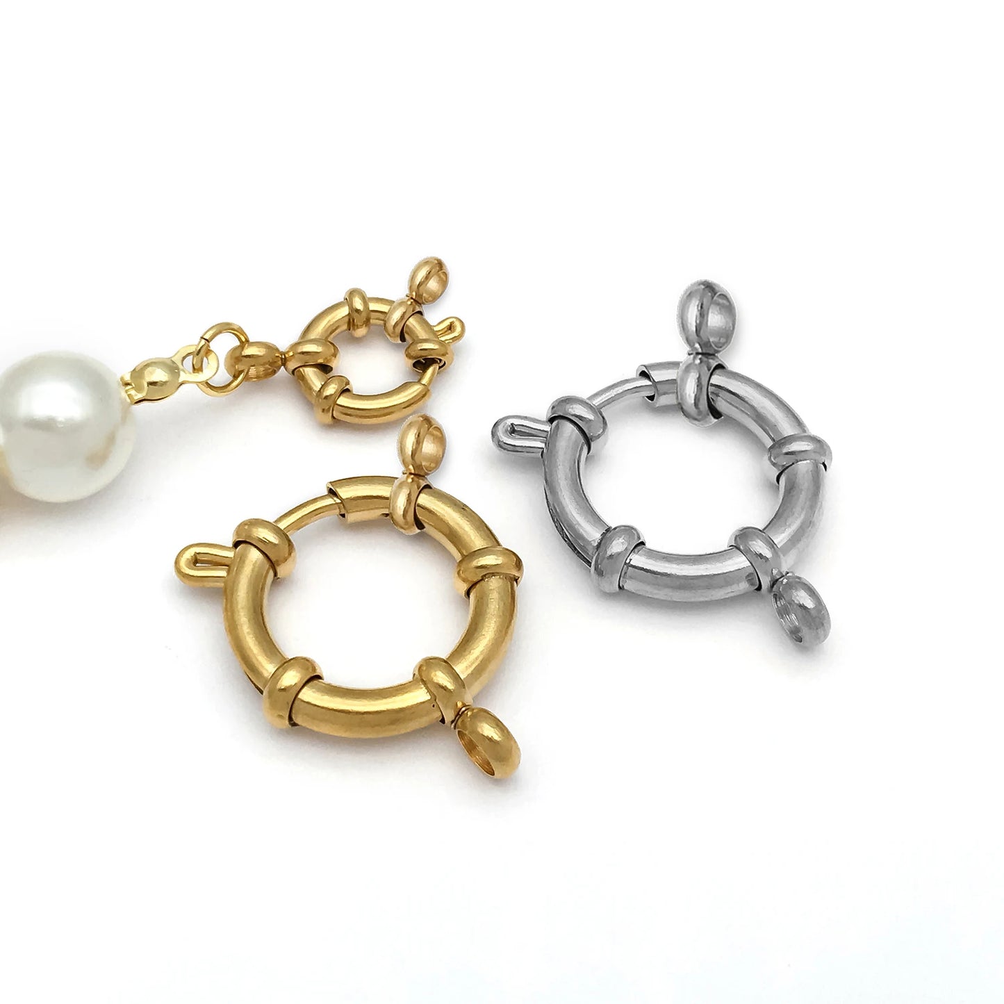 2pcs Stainless Steel Round Claw Spring Hook Clasp Lobster Clasp Connectors for DIY Bracelet Necklace Jewelry Making Accessories