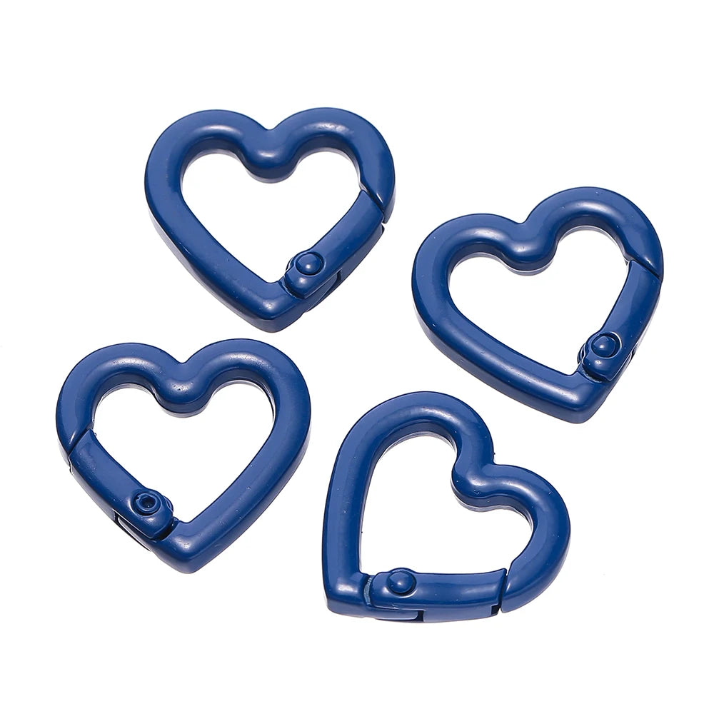 5pcs/lot Heart Spring Clasp Openable Love Shaped Carabiner Keychain Clips Hook Dog Chain DIY Jewelry Buckles Connector
