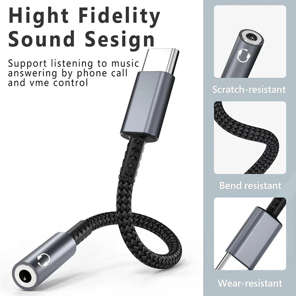 USB Type C to 3.5mm Jack Aux Adapter USB-C Earphone Audio Cable Converter For iPhone 15 Pro MAX Xiaomi 14 Samsung Galaxy Oneplus