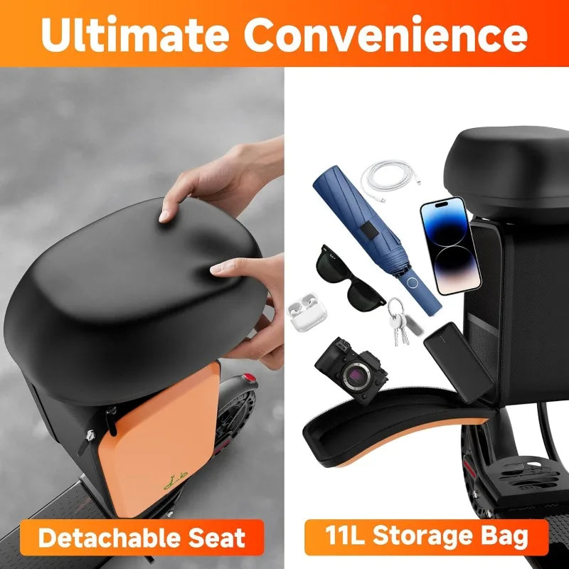 Electric Scooter With Seat For Adults - 19MPH & 21-Mile Range, 350W Motor, 8.5" Solid Tires With App Control & Dual Brake System