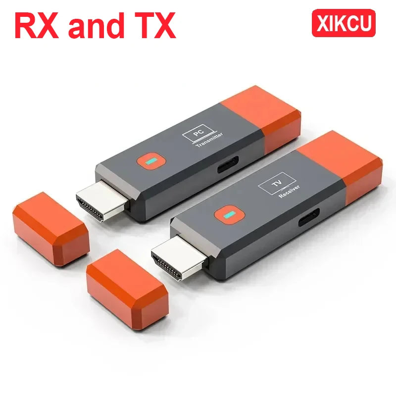 XIKCU Wireless HDMI-Compatible Video Transmitter and Receiver Extender TV Stick Dongle Adapter For Camera Laptop To Projector TV