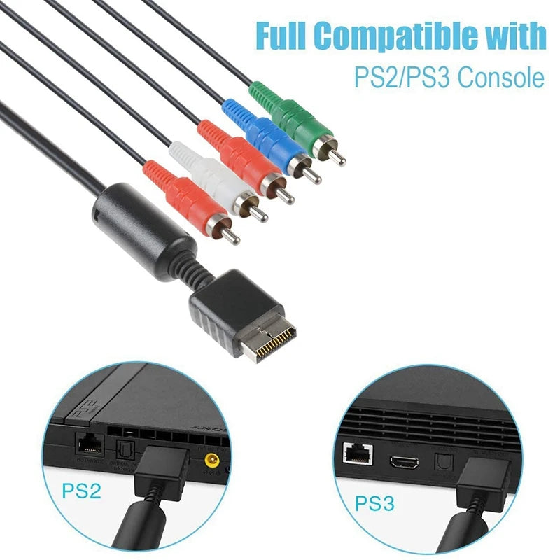 T35C Ypbpr for PS2// Slim HDTV-Ready TV HD Component AV Cable 5-Wire 6FT Black