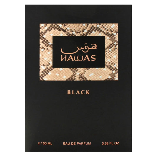 Hawas Black for Men - A Mysterious Noir Scent, Intense & Alluring Fragrance with Dark Accords, 3.4 oz