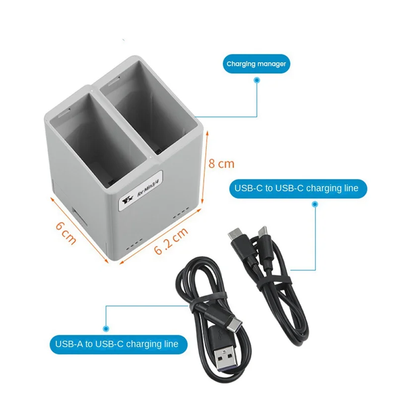 T35C  Charger Hub For MINI 3/4 Pro Screen Display Digital Intelligent Fast Charging 2 Batteries For MINI 3/4 Pro Accessorie