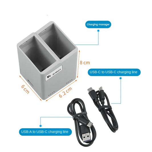 T35C  Charger Hub For MINI 3/4 Pro Screen Display Digital Intelligent Fast Charging 2 Batteries For MINI 3/4 Pro Accessorie