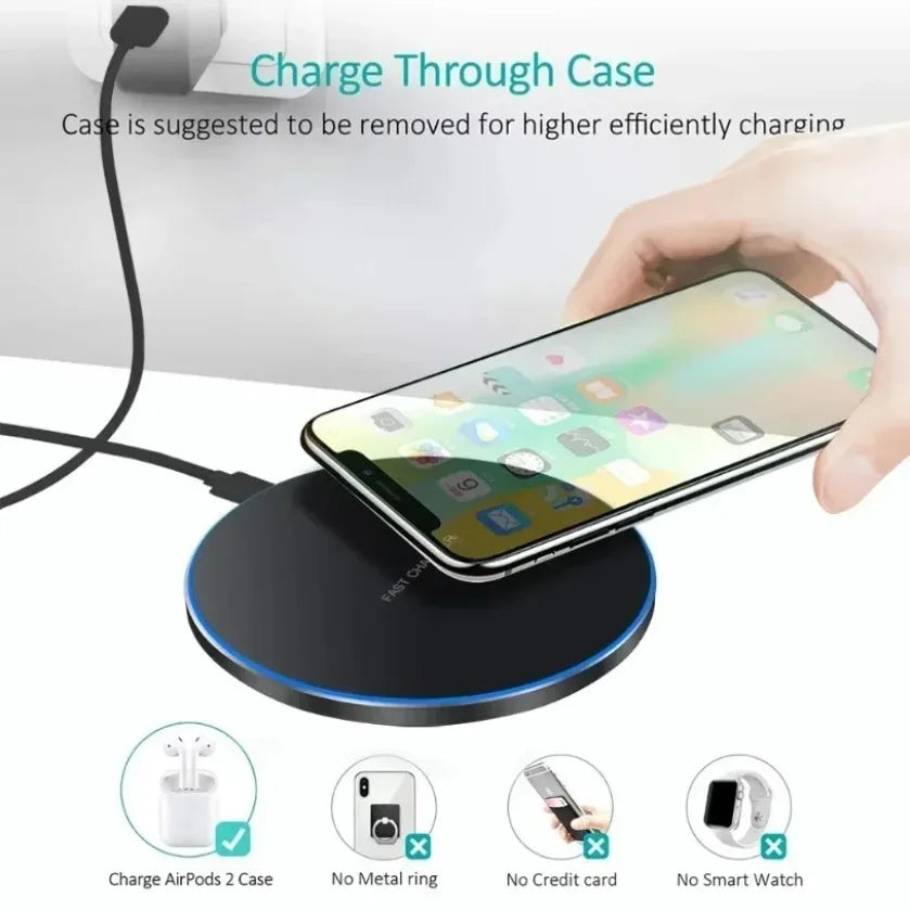 XIKCU Lightweight Desktop Wireless Charger Pad For iPhone 16 15 14 13 12 Pro Max Samsung Xiaomi Cell Phone Fast Charging Station