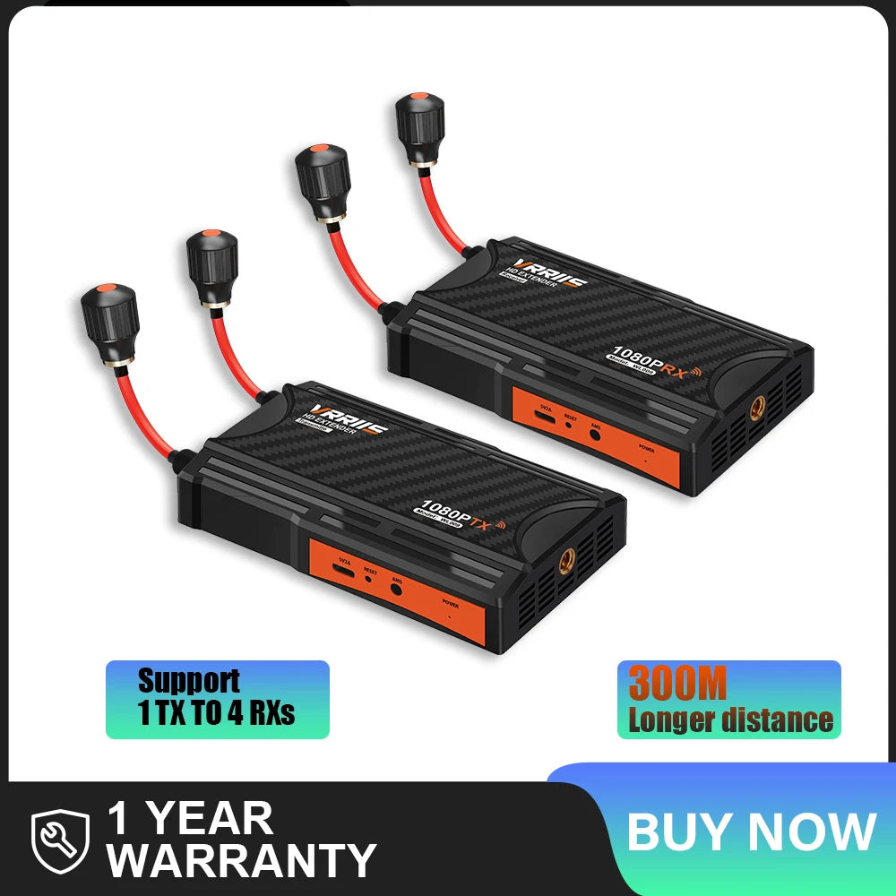 Vrriis Wireless Video Transmitter and Receiver 5.8Ghz HDMI Extender 300 Meter for Streaming TV Box to Laptop to TV Projector
