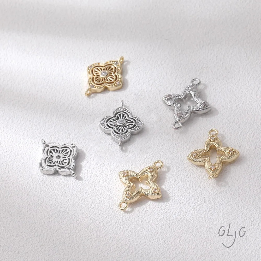 6PCS Bracelet Necklace Making for Jewelry Findings Components DIY Handmade  14K Gold Plated Brass Accessories