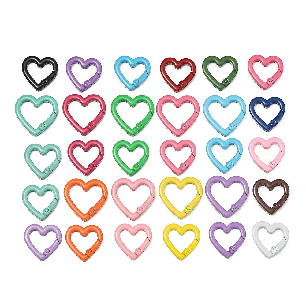 5pcs/lot Heart Spring Clasp Openable Love Shaped Carabiner Keychain Clips Hook Dog Chain DIY Jewelry Buckles Connector