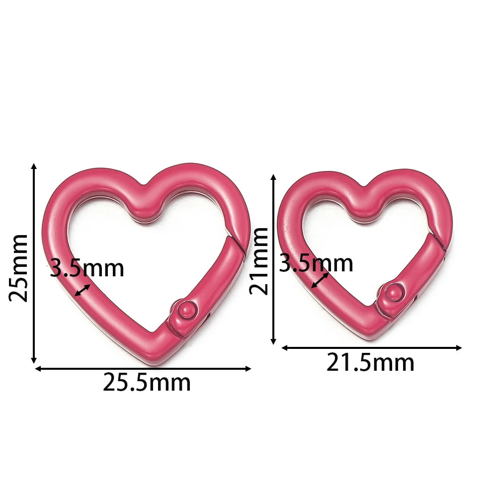 5pcs/lot Heart Spring Clasp Openable Love Shaped Carabiner Keychain Clips Hook Dog Chain DIY Jewelry Buckles Connector