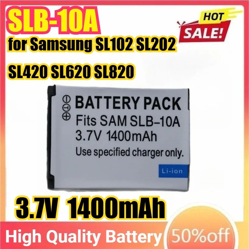 SLB-10A SLB10A 3.7V 1400mAh Camera Battery for Samsung SL102 SL202 SL420 SL620 SL820 HZ10W HZ15W ES55 L100 L110 L200 L210 L310W
