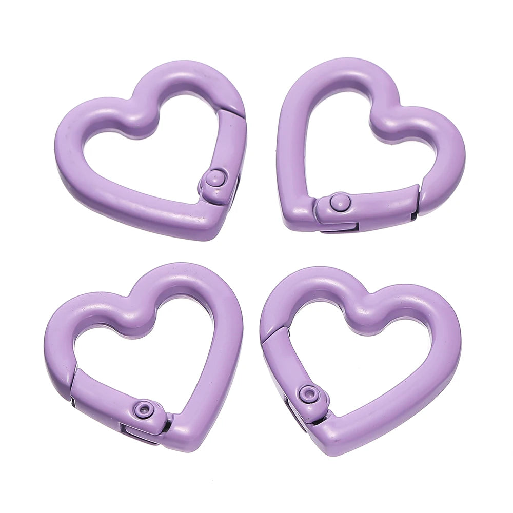 5pcs/lot Heart Spring Clasp Openable Love Shaped Carabiner Keychain Clips Hook Dog Chain DIY Jewelry Buckles Connector
