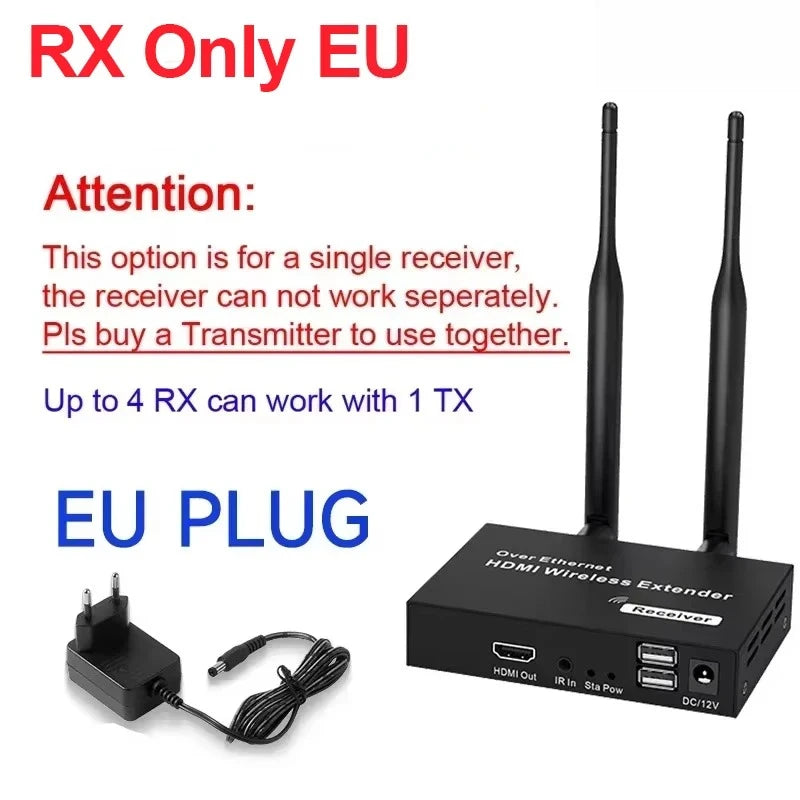 200M 1080P HDMI-Compatible Wireless Extender 5.8G HD Transmission Projector Video Extension for PC Laptop TV Projector Monitor