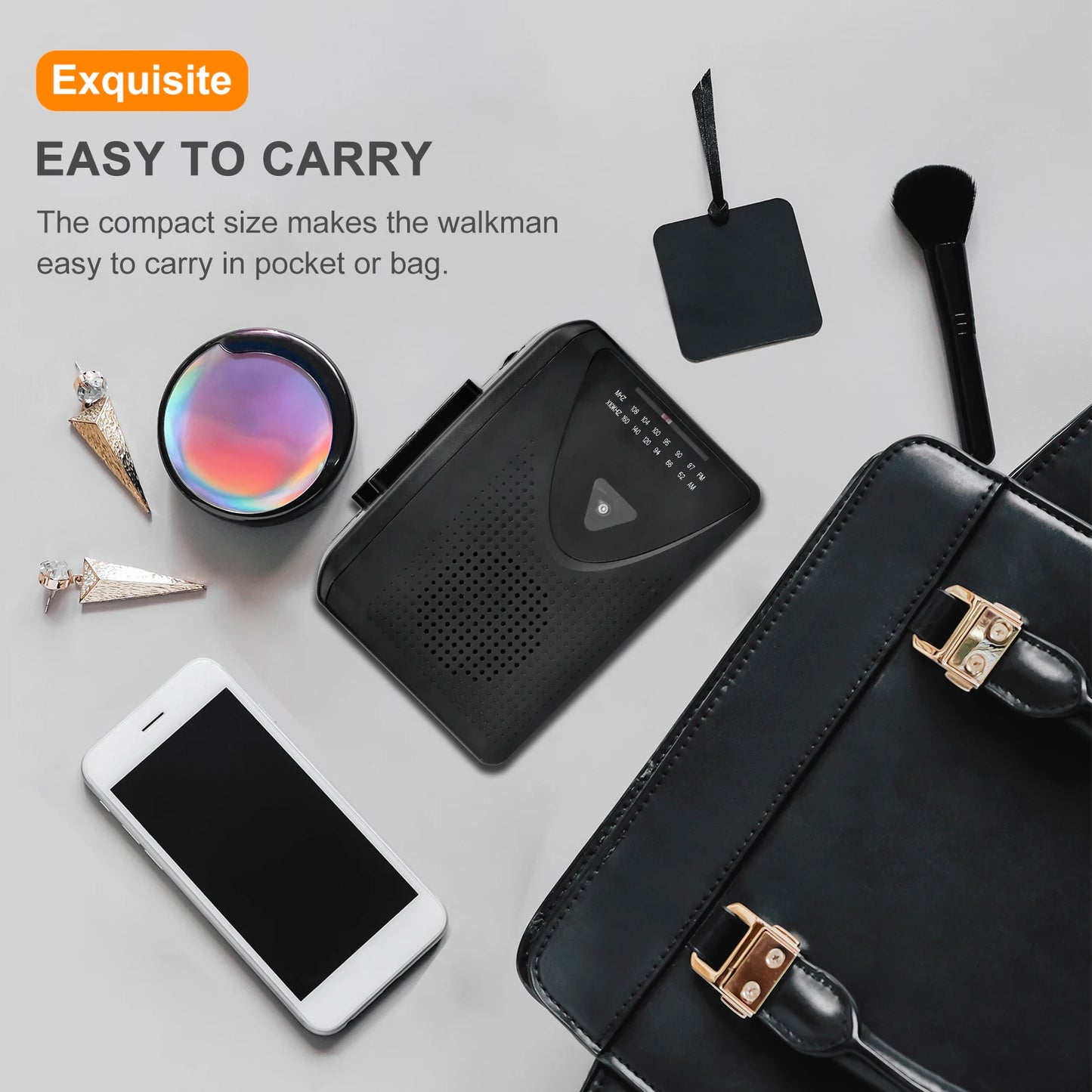 Mini Radio with Easy Tuning Portable AM/FM Radio Portable Cassette Player   AM/FM Radio with 3.5mm Eeadphone Jack