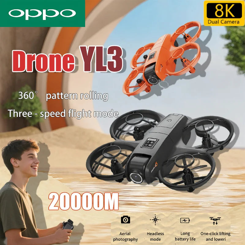 OPPO YL3 GPS Drone Multiple Batteries 8K HD Camera With Screen Remote Control Avoidance Aerial Quadcopter Ultralong Battery Life