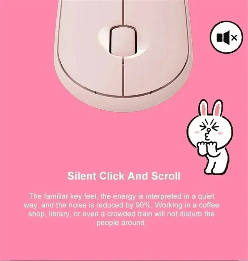 Logitech Pebble M350 Bear&Rabbit  Wireless Mouse: Cute Design, Perfect for Girls Easy for Laptop/Notebook/iPad/PC/Mac